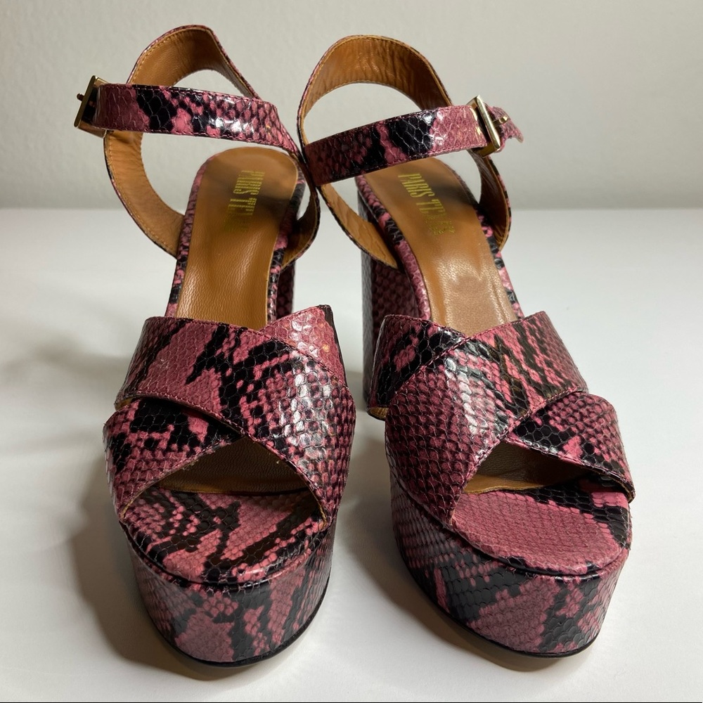 Paris Texas Pink Python Embossed Platform Sandals - image 2